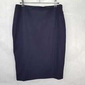 Escada Mini Skirt EU 40 US S Navy Blue Wool Double Walking Slit Pencil Straight